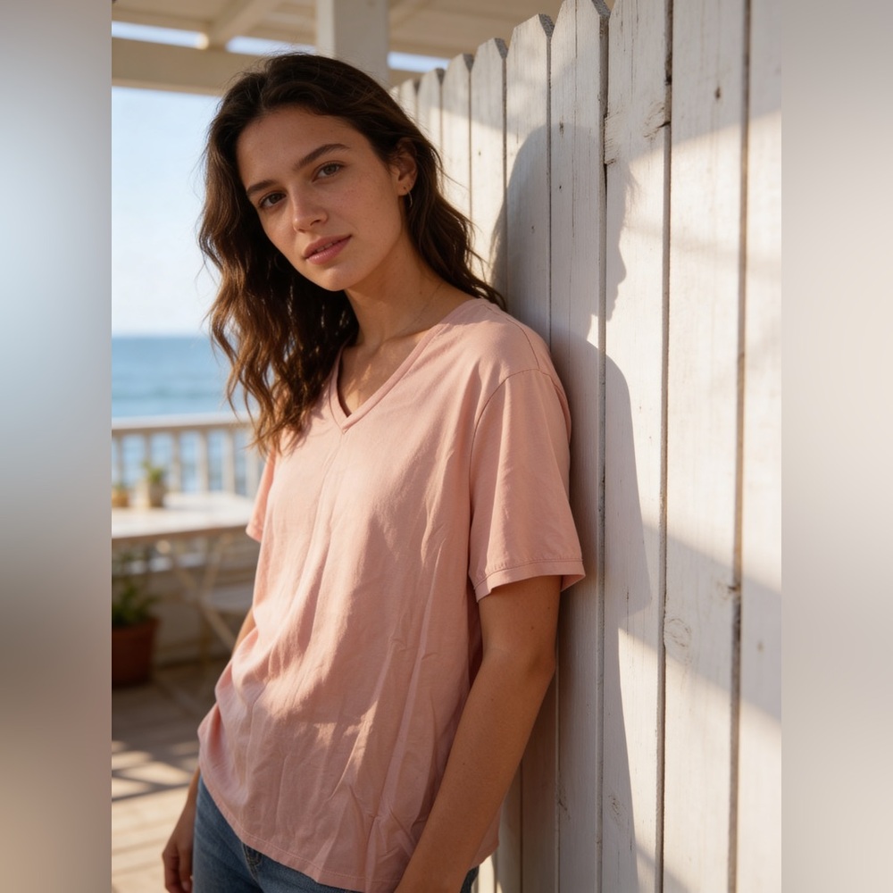 Ladies Murano Pink V-Neck T-Shirt (inv# 125)
